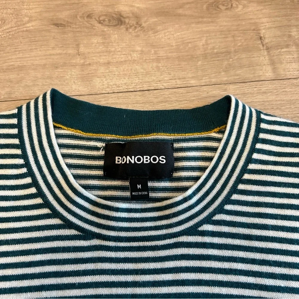 Bonobos Green and White Striped Long Sleeve Tee - Picture 2 of 3